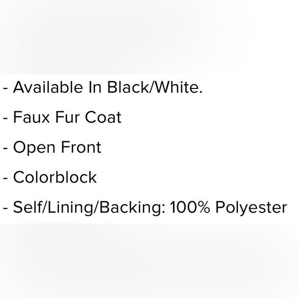 NWT Black and White Faux Fur Coat 2X - Picture 7 of 7